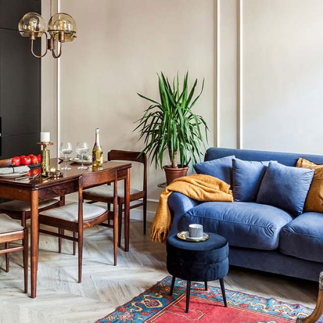 Eklektikus és elegáns lakás 45 m2-en: fantasztikus lett a teljeskörű felújítás után!