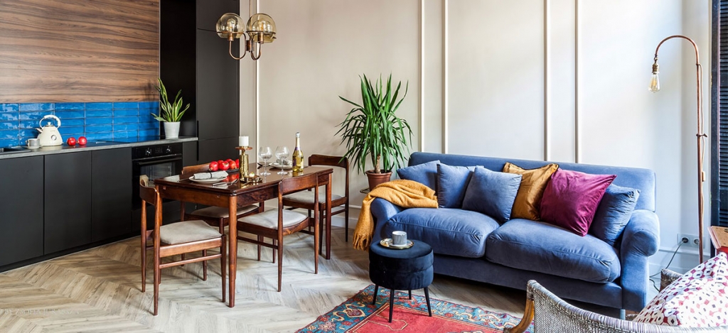 Eklektikus és elegáns lakás 45 m2-en: fantasztikus lett a teljeskörű felújítás után!