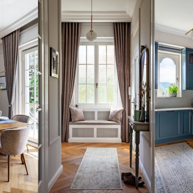 Óda a villához: egyedi, kecses bútorok, sikkes kiegészítők és kifinomult színek 88 m2-en
